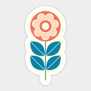 Retro Geometric Flower 5 in Celadon Blue, Peach, Salmon and Yellow Sticker